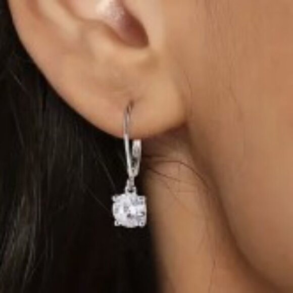 4 Pairs!  Dangle Earrings - Zirconia, Oval, Round, Square, & Teardrop Shapes - Picture 2 of 6